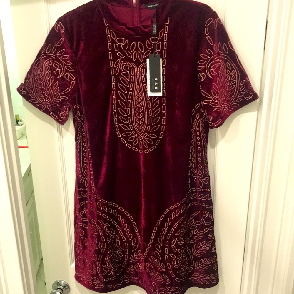 KAS of New York beautiful velvet embroidered dress
